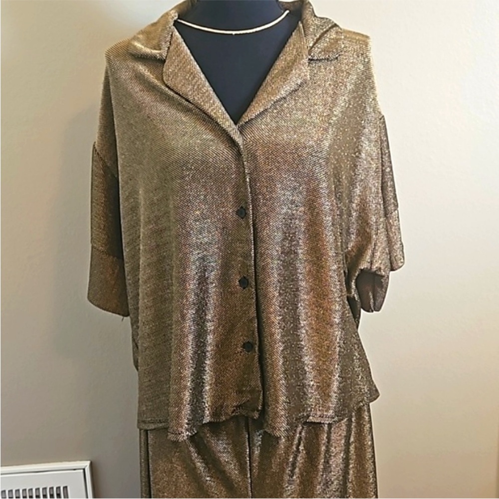 Metallic Gold Black Co-ord Set